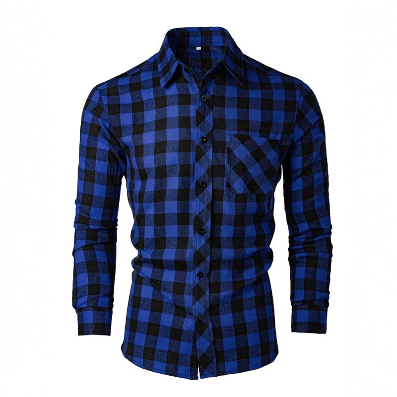 Men's flannel shirt with a classic check pattern and a chest pocket Amarae
