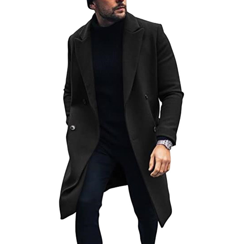 Modern long coat for men with double-breasted buttons and elegant lapels Amarae
