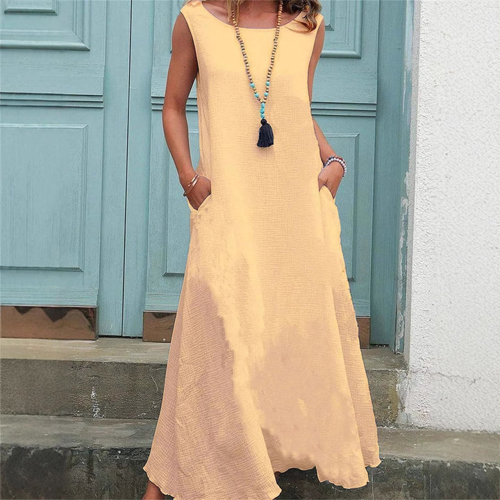 Lune London fluid maxi dress for women with side pockets