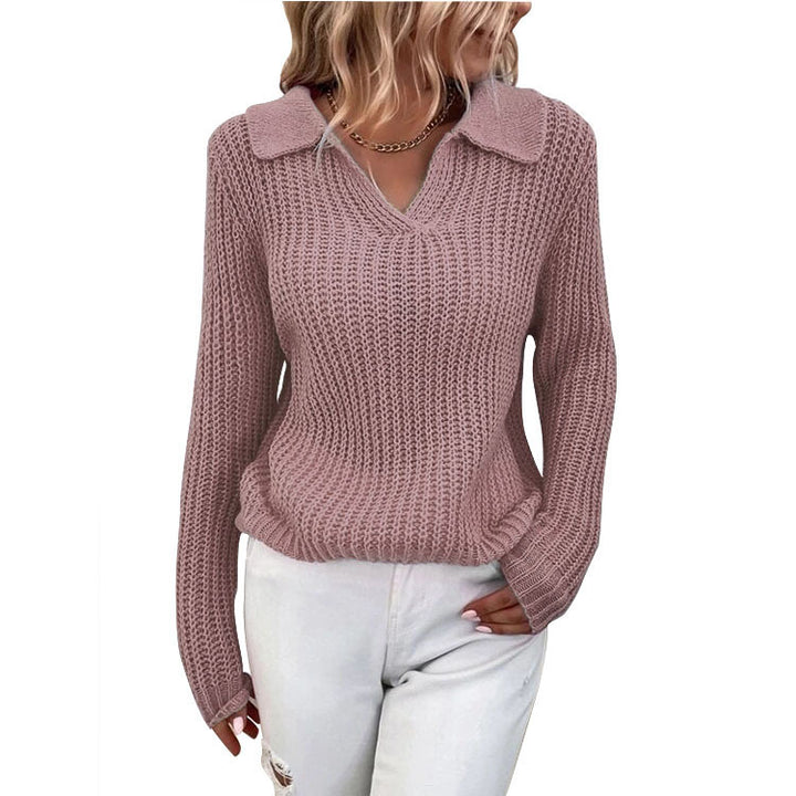 Knitted sweater for women with an elegant collar and a relaxed fit Lune London