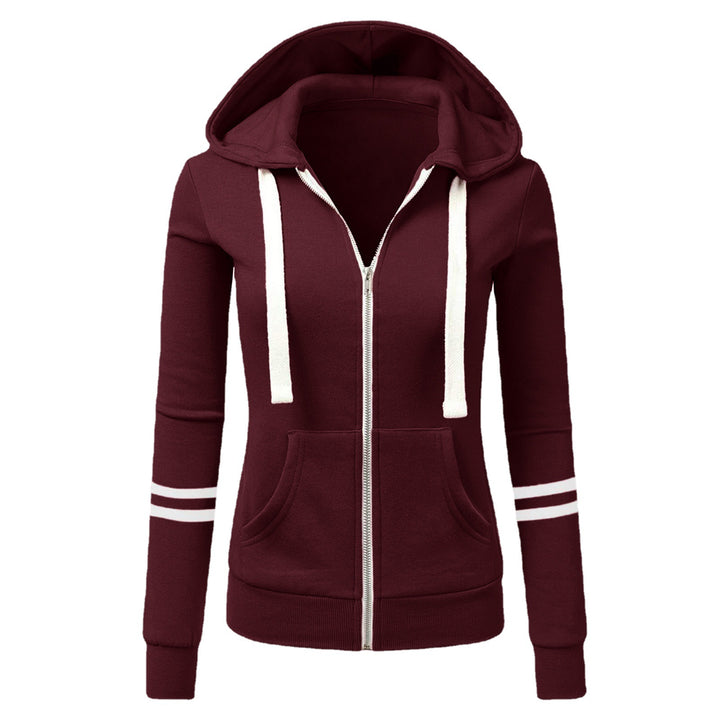 Women's hoodie jacket with zipper, kangaroo pocket and contrast stripes Amarae