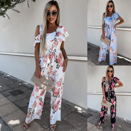 Women’s ruffled floral print jumpsuit Amarae