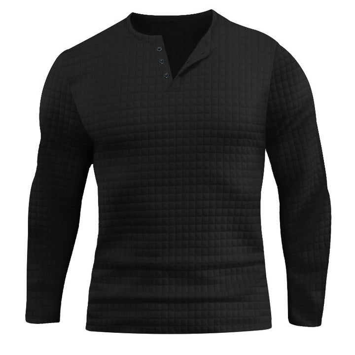 Men's Long Sleeve Shirt with Textured Check Pattern Amarae