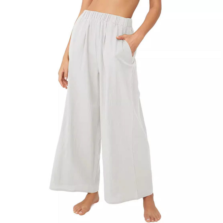 Summer pants for women, loose-fitting, with elastic waist and practical side pockets Lune London
