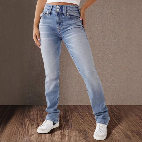 Women High Waist Bootcut Jeans with Stretch Content Amarae