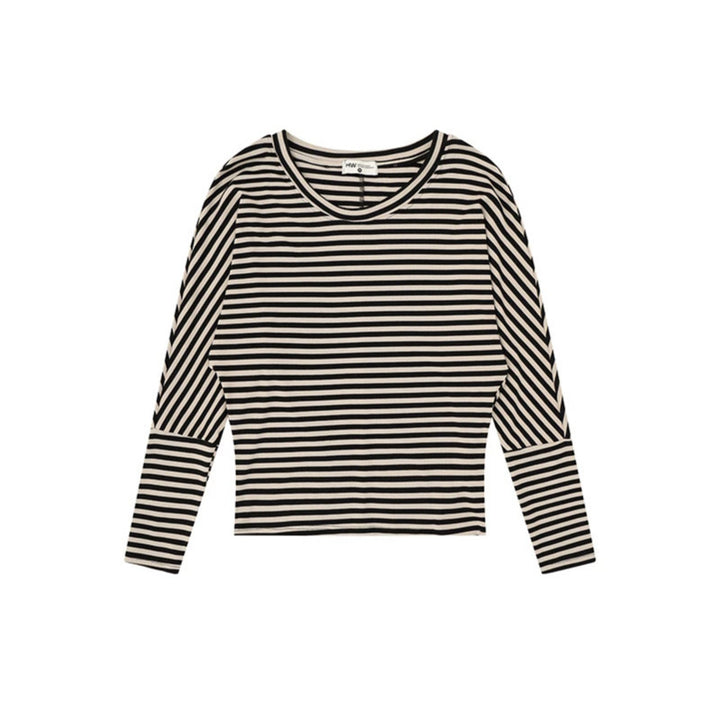 Women Striped Long Sleeve Round Neck Top made of Cotton Blend Amarae