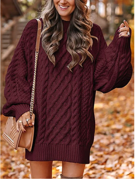 Ladies chunky knit sweater with twisted pattern Lune London