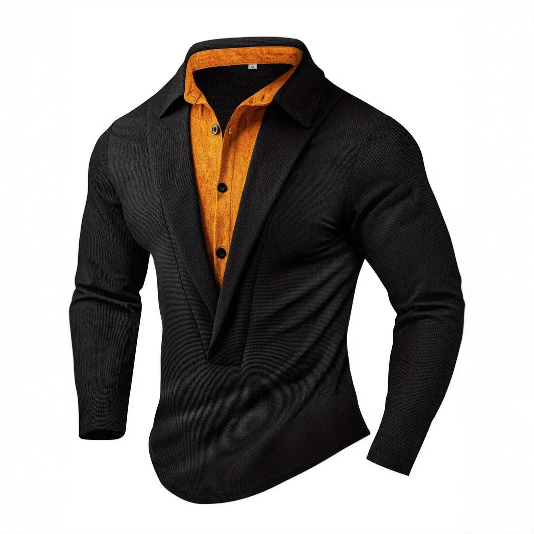 Elegant long sleeve shirt for men with modern collar and textured design Lune London
