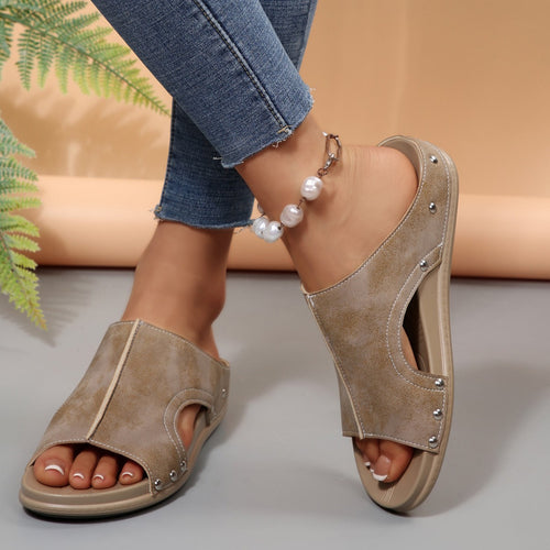 Comfortable slip-on sandals for ladies with a trendy cut-out design and an elegant rhinestone pattern Amarae