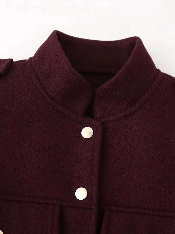 Veste militaire courte pour femmes avec poches et boutons décoratifs Lune London