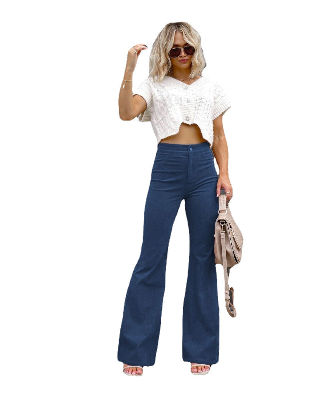 Women Stylish High-Waisted Flared Jeans Lune London