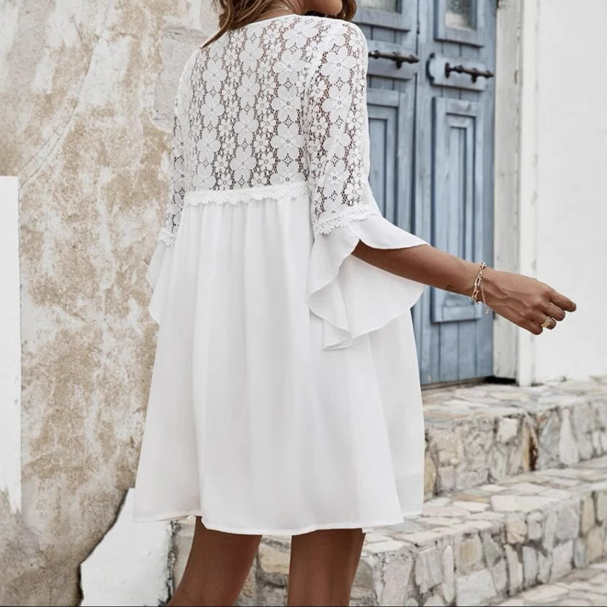 A-line lace sleeve dress for women Lune London