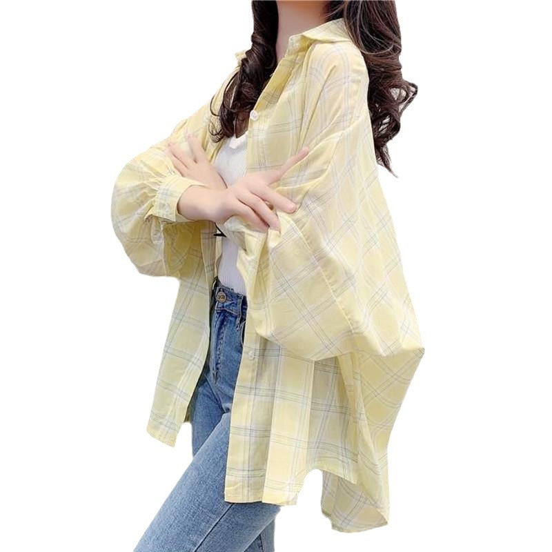 Chemise blouse décontractée à carreaux pour femmes avec coupe ample Chic & Stil