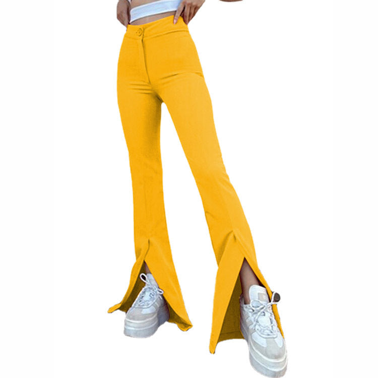 Flared leggings for women with side slit Lune London