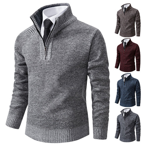 Men's knit sweater with modern zipper and textured surface Amarae