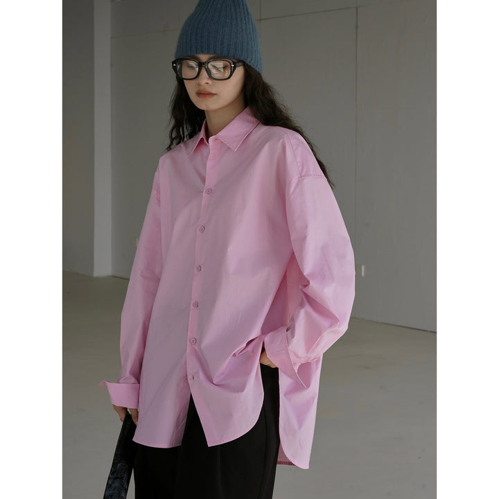 Women Extra Wide Cotton Poplin Shirt in Tunic Look with Extended Back Amarae