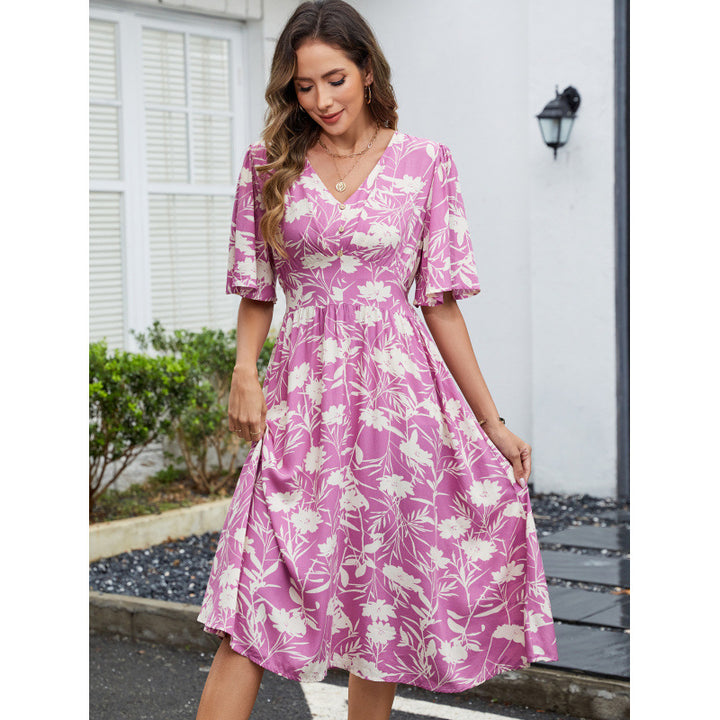 Floral patterned wrap dress for women Lune London