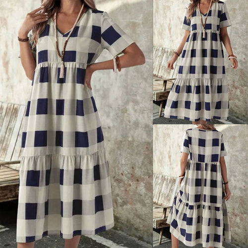 Amarae Women's V Neck Tiered Midi Dress
