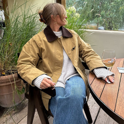 Veste en coton stylée pour femmes avec col amovible Chic & Stil