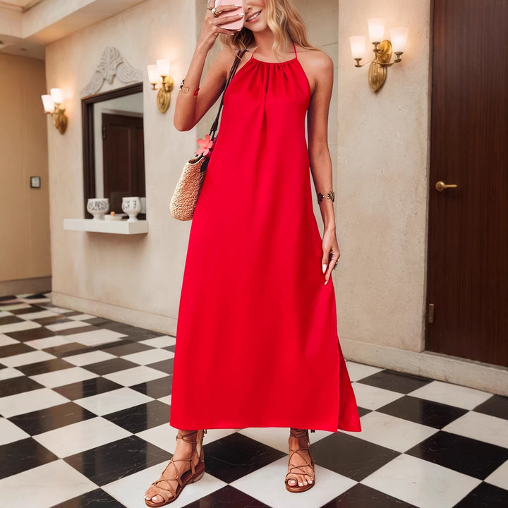 Women's Maxi Dress with Elegant Halter Strap Lune London