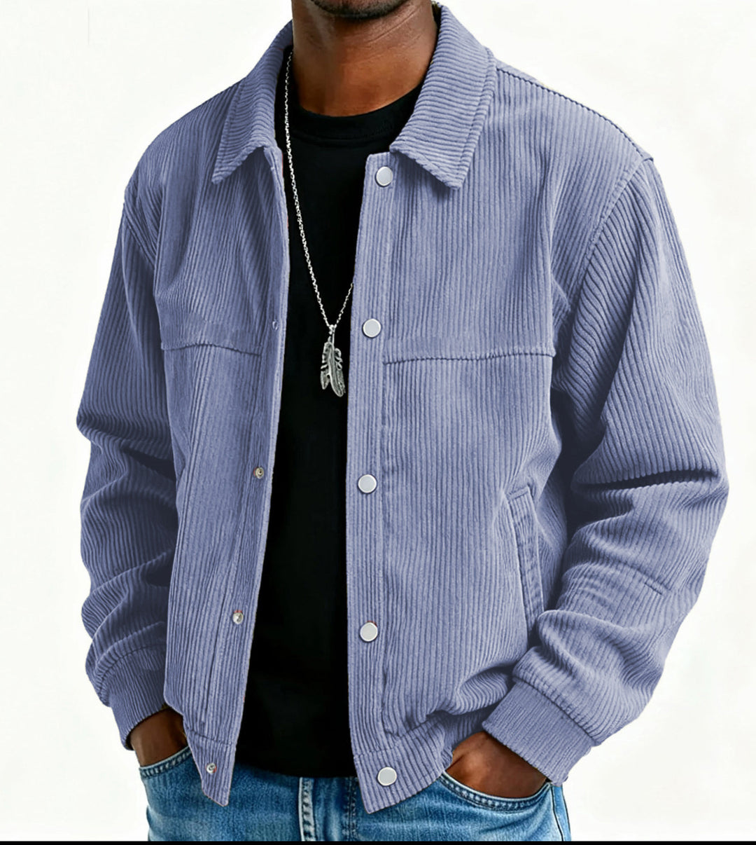 Men's cord jacket with pockets and quilted design Lune London