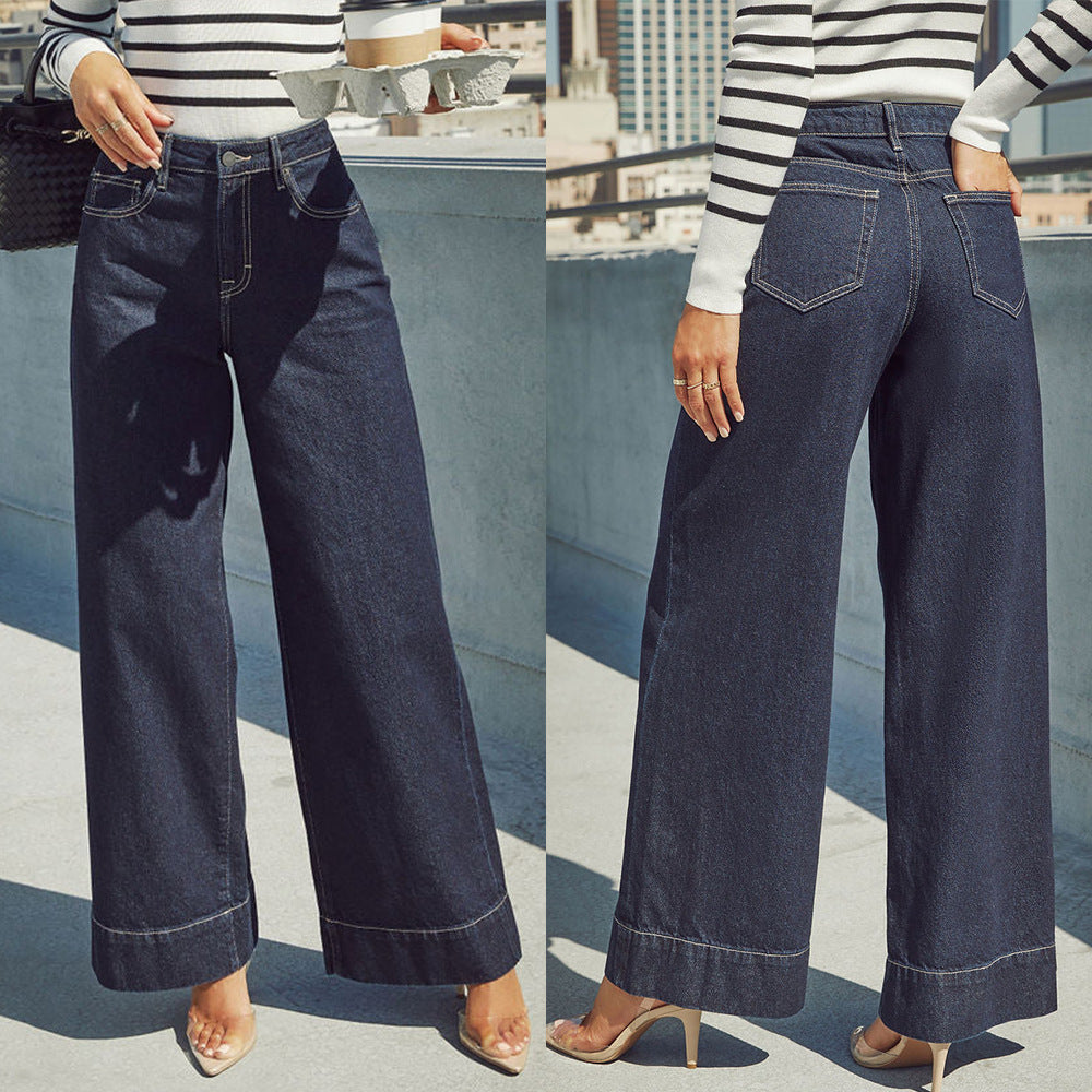 Lune London | Women's wide-cut jeans with high waist and elegant seam