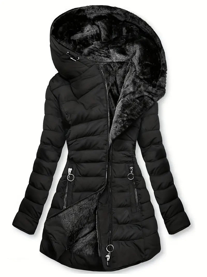 Ladies long winter coat with soft inner lining Lune London