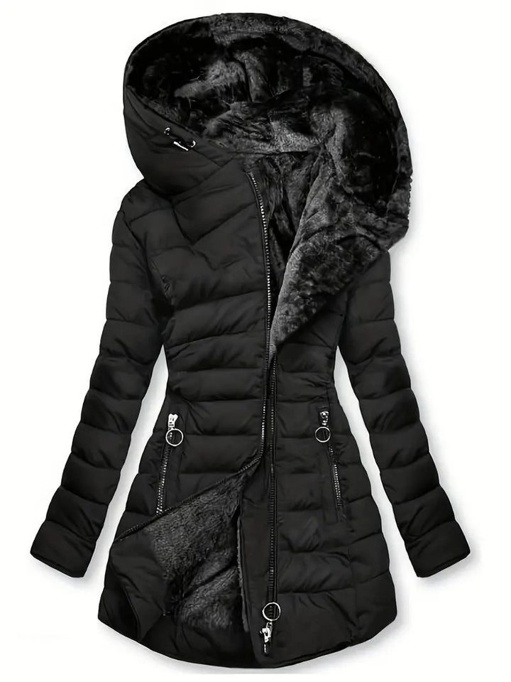 Ladies long winter coat with soft inner lining Lune London