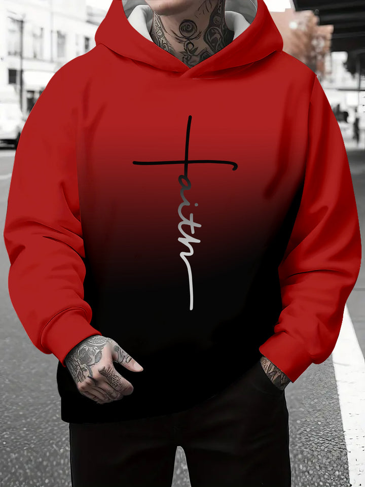 Men's hoodie with a subtle gradient of colors and an inspiring inscription Amarae