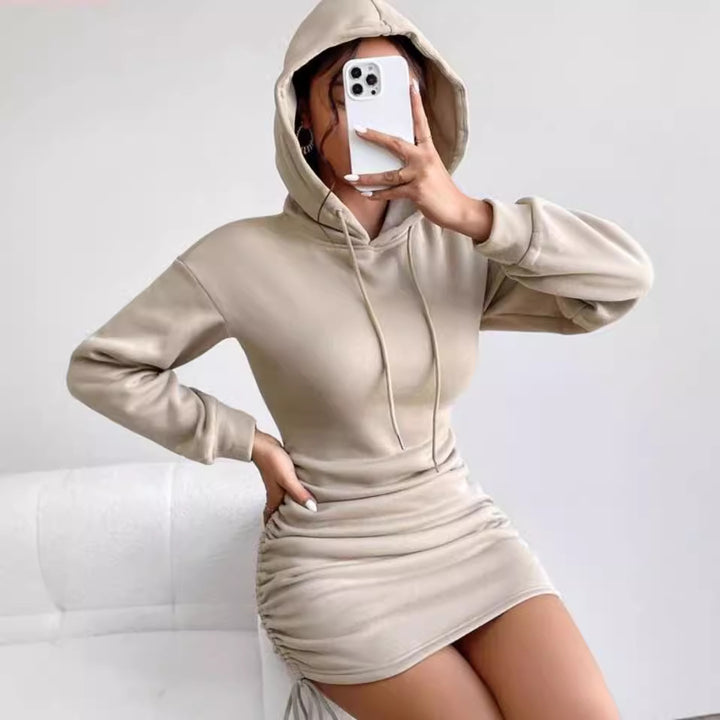 Hooded dress for women with gathered hem and comfortable fit Lune London