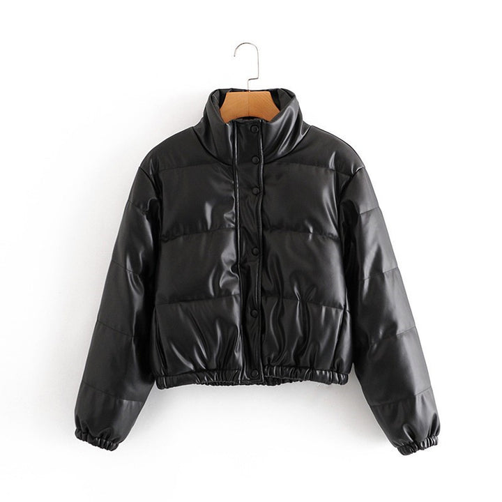 Ladies Quilted Jacket in Faux Leather Amarae