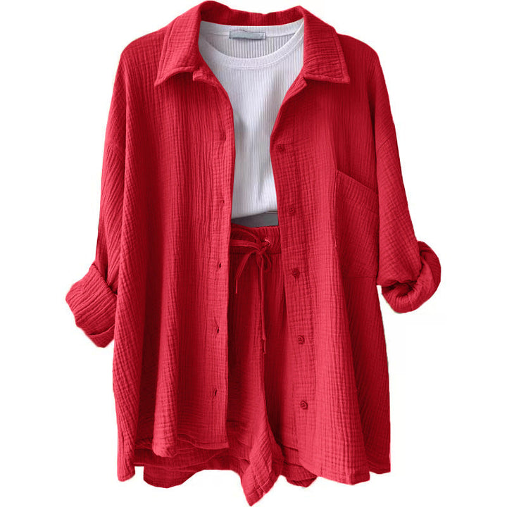Women Casual Comfort Set Made of Shorts and Oversized Shirt Lune London