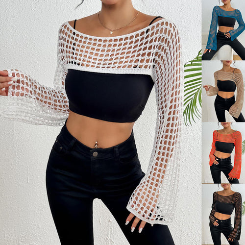Ladies Chic Crochet-Mesh-Crop-Top Amarae