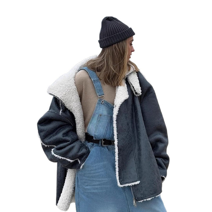 Women's Oversize Pilot Jacket in Vintage Look with Sherpa Lining and Contrast Trimmings Amarae