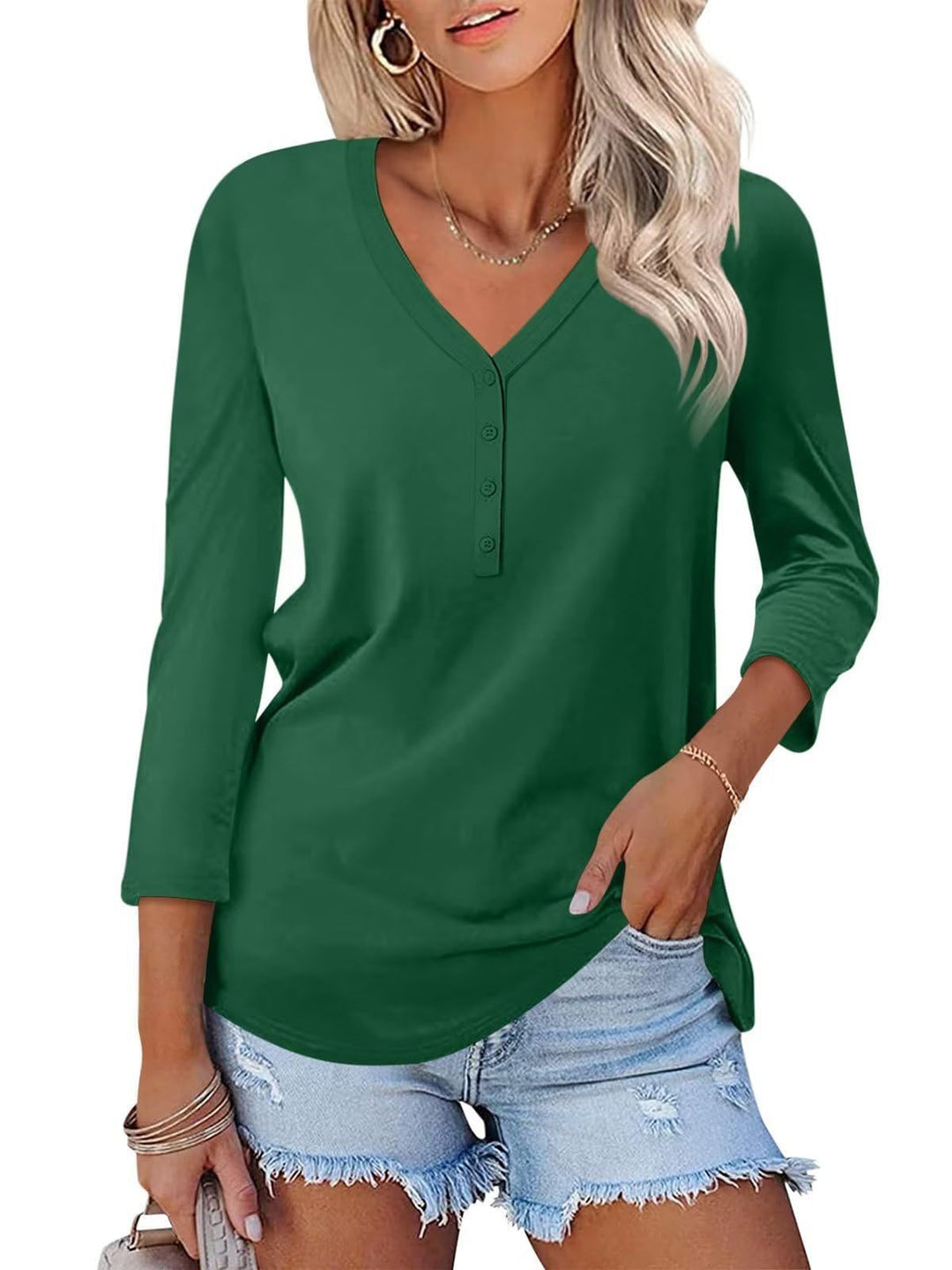 Chemise à manches longues pour femmes col en V Chic & Stil