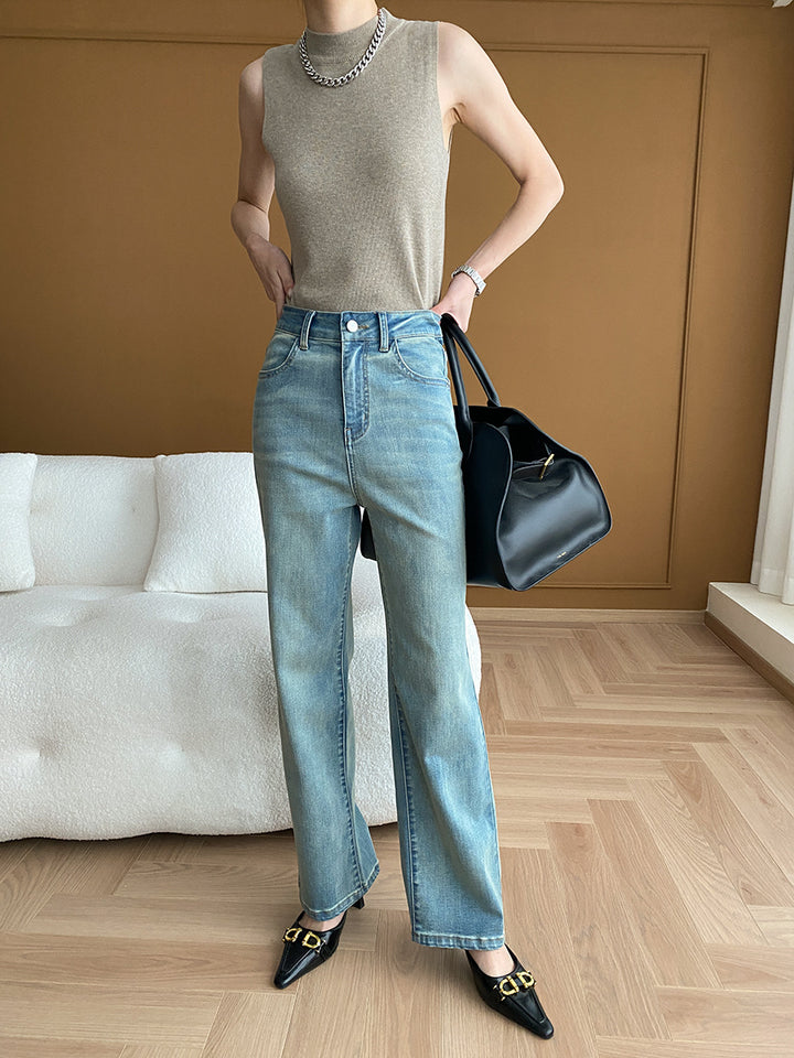 Ladies High-waisted Jeans with Wide Leg Chic & Stil