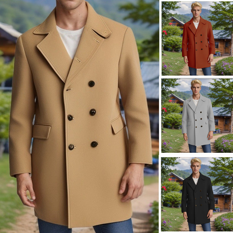 Elegant double-breasted coat for men in soft material Lune London
