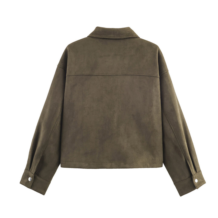 Short fashionable jacket for ladies in soft synthetic suede Lune London