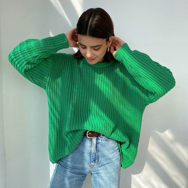 Pull en tricot épais pour femme avec une coupe décontractée et un large décolleté Chic & Stil