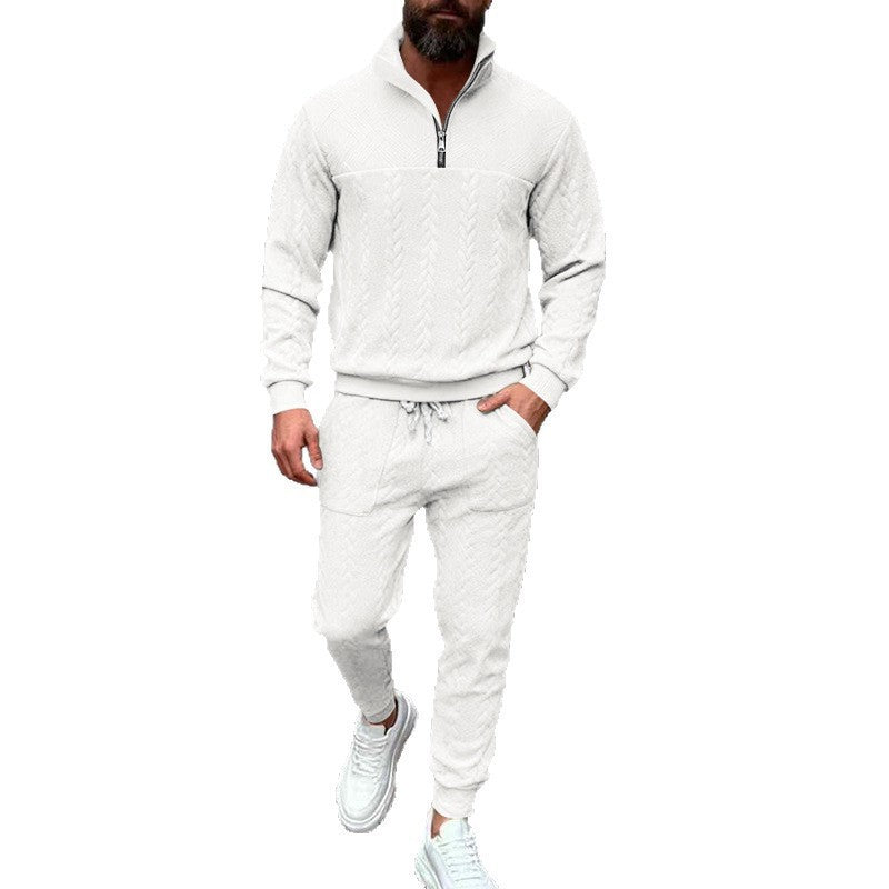 Casual knitted tracksuit for men with a high collar and zipper Lune London