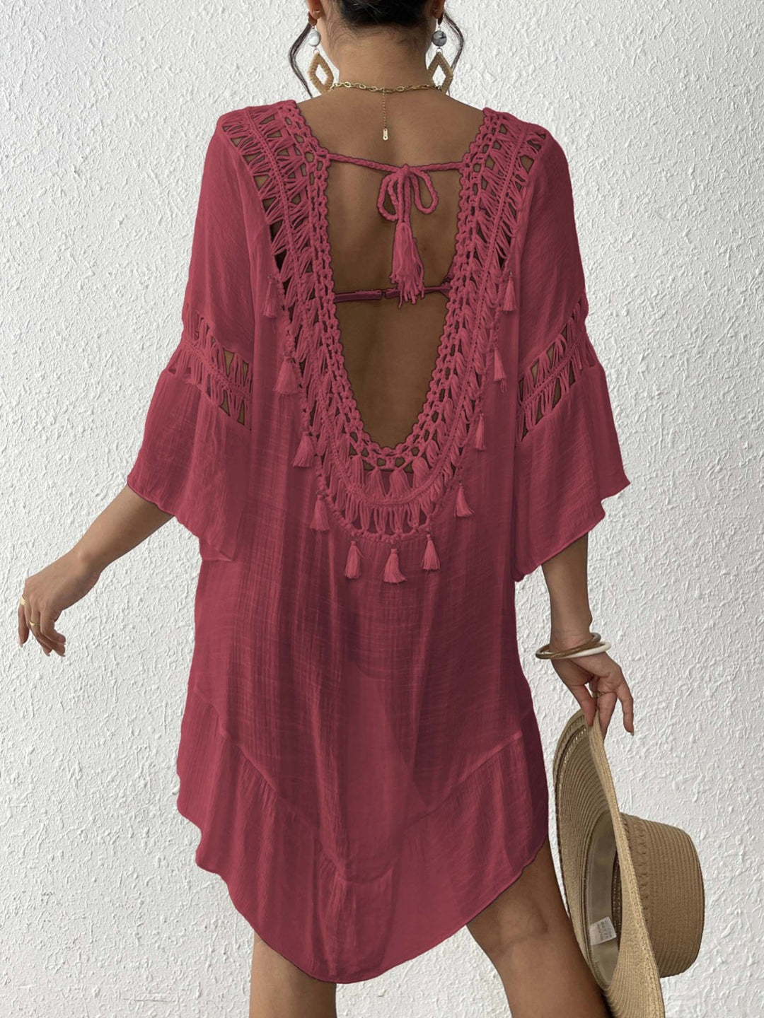 Women's tunic with crochet details for the beach Amarae