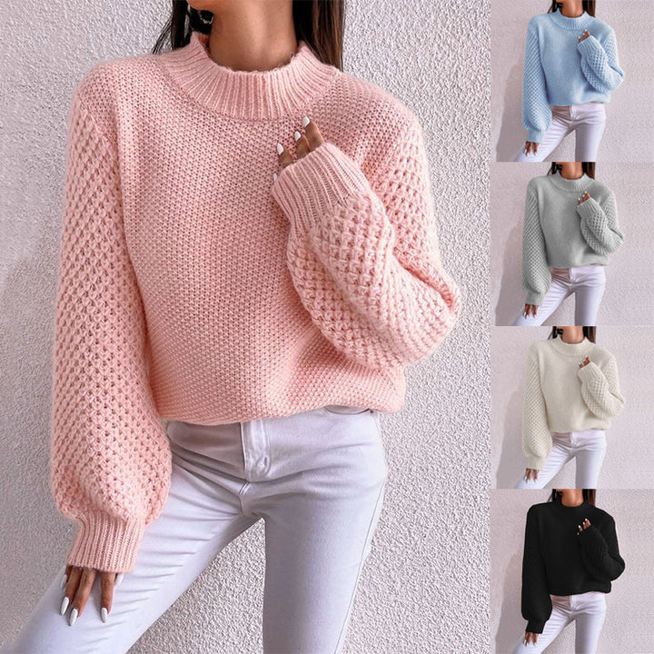 Oversized cozy pullover for women with structured pattern and turtleneck Lune London