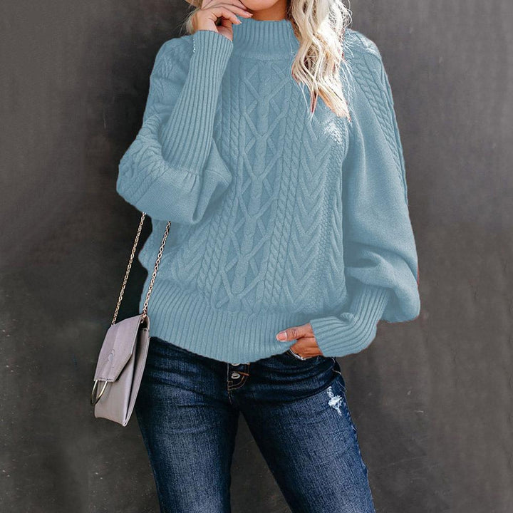 Knit sweater for women with high collar and textured design Lune London