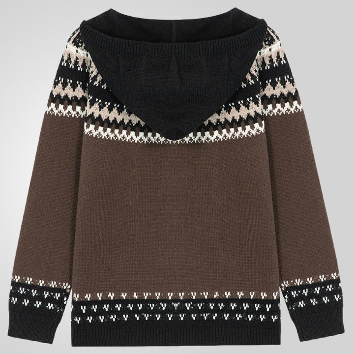 Men's knitted jacket with traditional Norwegian pattern and practical zipper Lune London