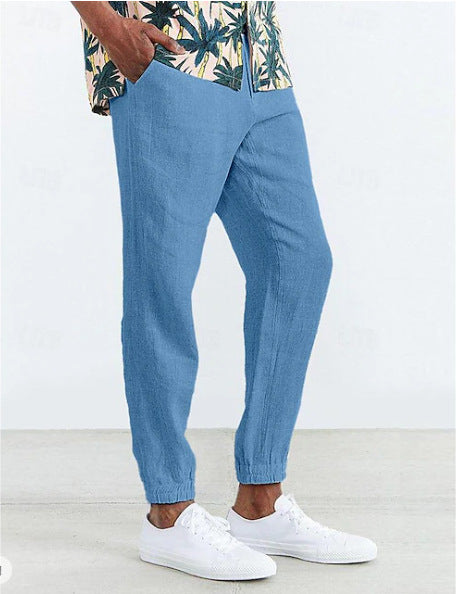 Casual linen pants for men with elastic waist and side pockets Lune London