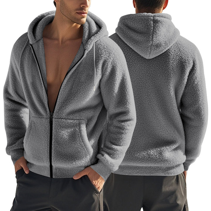 Men's cozy fleece jacket with hood and side pockets Lune London