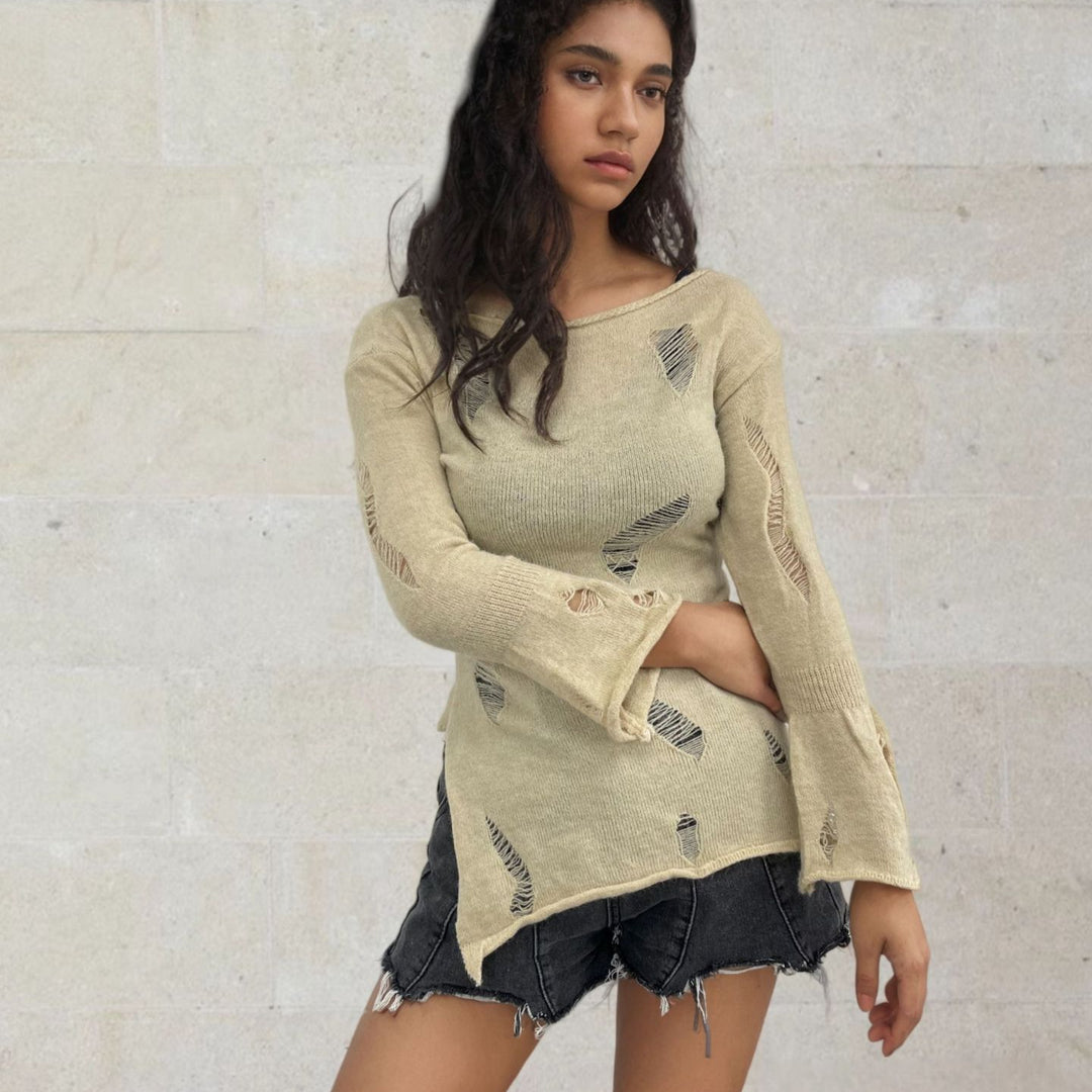 Ladies casual sweater with openwork patterns Lune London
