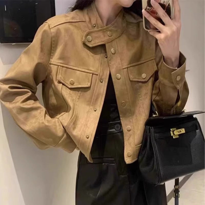 Fashionable short jacket for women in mixed styles with pockets and button details Lune London
