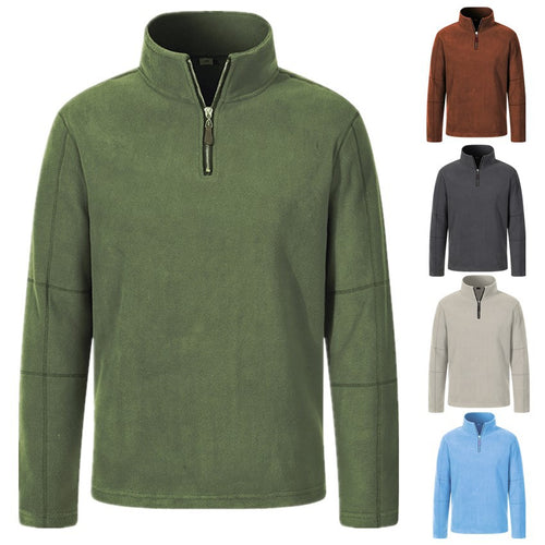 Fleece pullover for men with half-zip and high collar Amarae