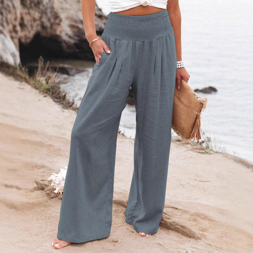 Pantalon Palazzo décontracté pour femmes avec taille élastique et poches latérales Chic & Stil